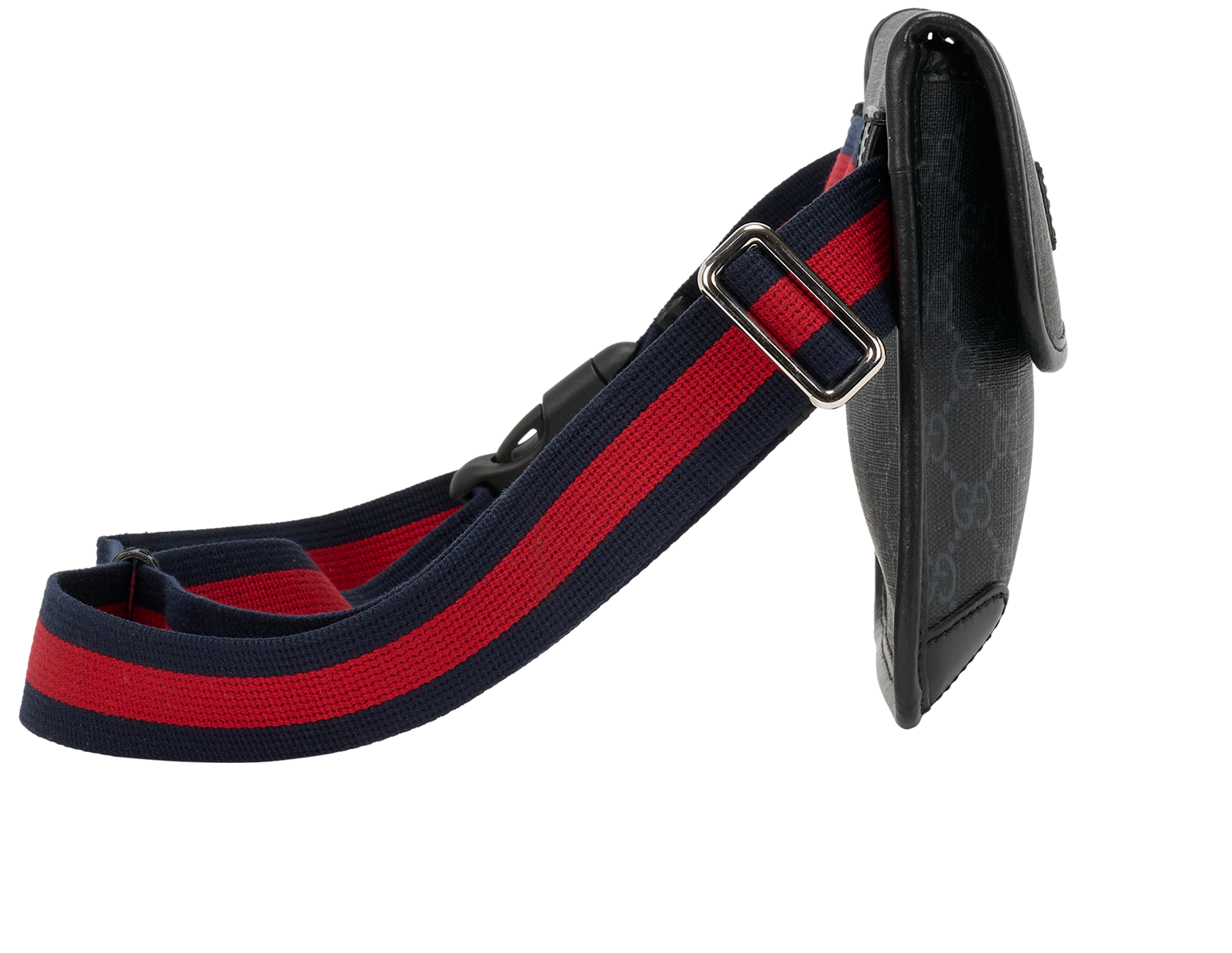 GG Supreme Slim Belt Bag, &pound;550, Handbags, Black, Canvas/Leather, Side view